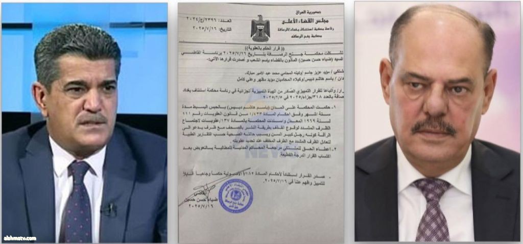 الحكم 6 اشهر بحق رئيس تحرير جريدة الدستور العراقية باسم الشيخ بدعوى من نقيب الصحفيين العراقيين مؤيد اللامي
