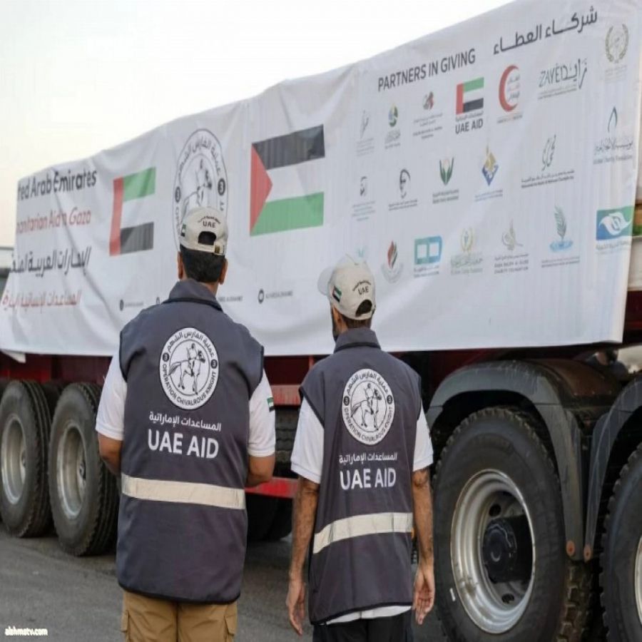 دخول 5 قوافل مساعدات إماراتية إلى غزة تحمل 800 طن
